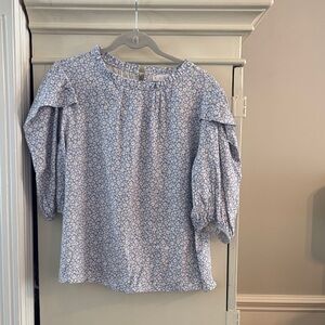 Floral Puff Sleeve Top - Blue